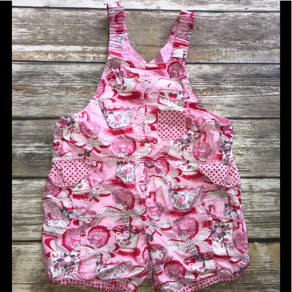 Oilily Other - Oilily Shortall Overalls Tea Cup Fairy sz 98 3/4 Y